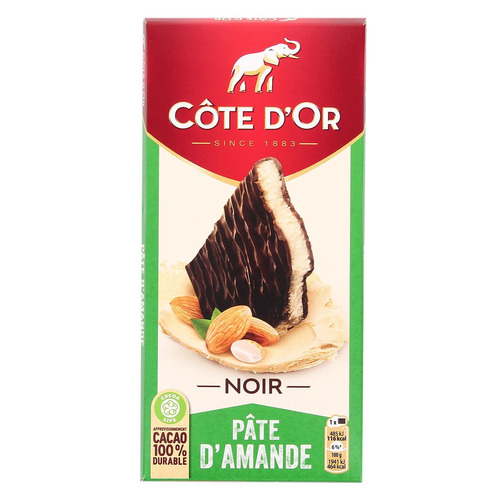 Tablette noir pâte d'amande 150 g Côte d'Or