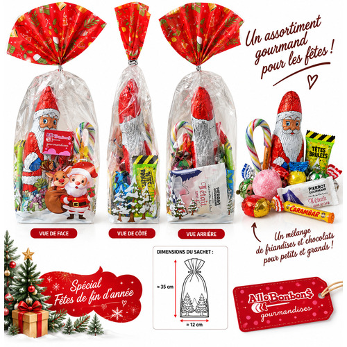 Sachet Délices de Noël 2026 – Confiseries festives 17 × 24 cm