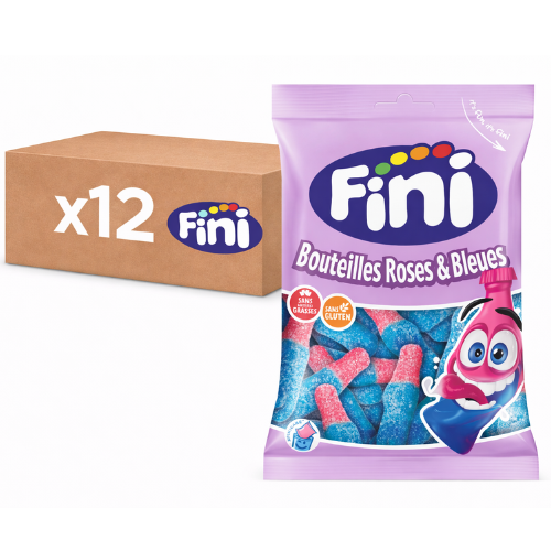 Carton de 12 sachets 90 g Bouteilles Rose et Bleue Fizz Halal Fini