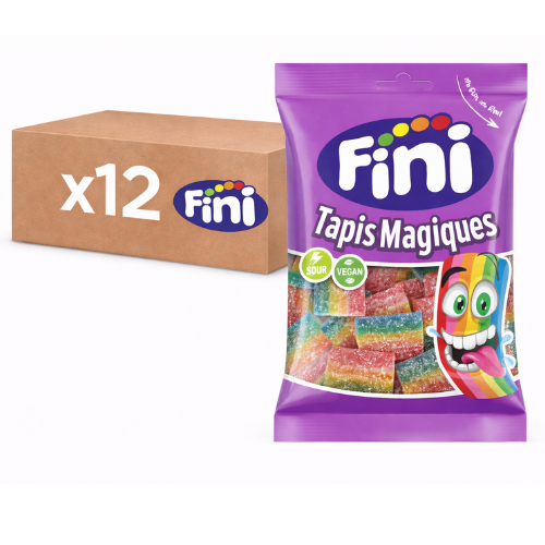 Carton de 12 sachets de Bonbons Tapis Magiques Fizz Vegan Halal Fini 90 g