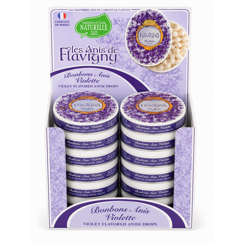 12 boîtes ovales Anis Flavigny goût violette 50 g