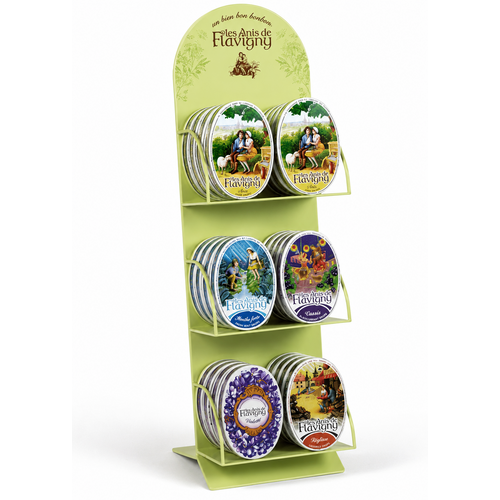 6 Displays de 12 Boîtes Ovales Anis de Flavigny + Présentoir de Comptoir Offert