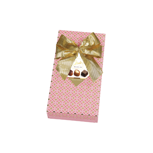 Hamlet – Boîte cadeau rose avec nœud – Assortiment de chocolats belges 125 g
