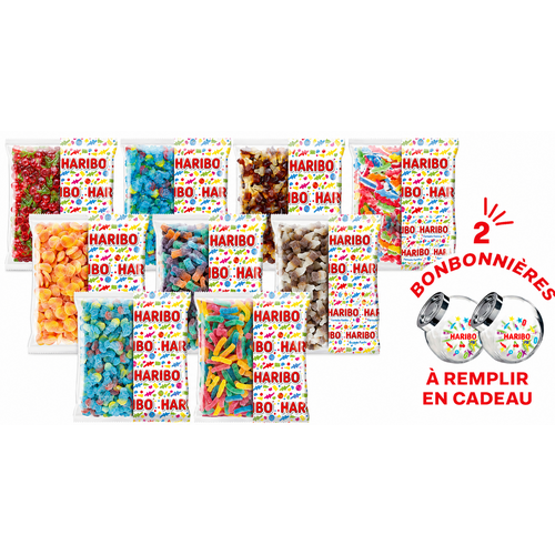 Kit de 2 bonbonnières HARIBO avec 23 kilos de bonbons