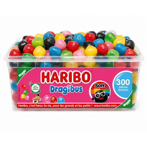 HARIBO Dragibus Soft – Boîte de 300 Bonbons Moelleux aux Fruits