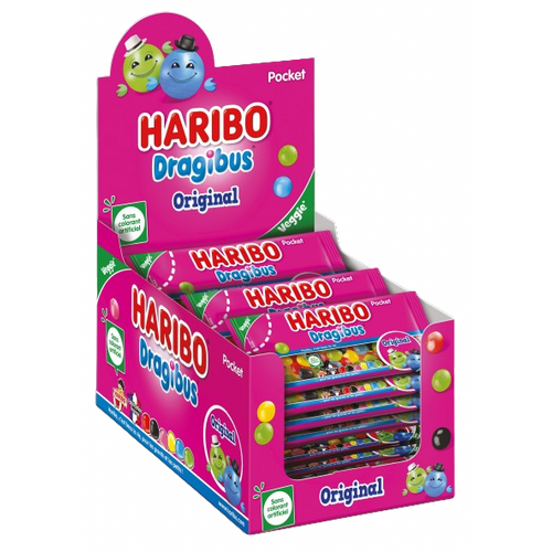 Haribo Pocket Dragibus Original 50 g – Boîte de 24 sachets