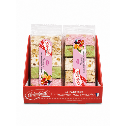 Barquette de Nougats tendre abricot, figue, framboise, pistache 90g