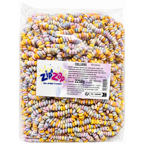 Colliers de bonbons nus Zip Zap – Sachet de 100 pièces