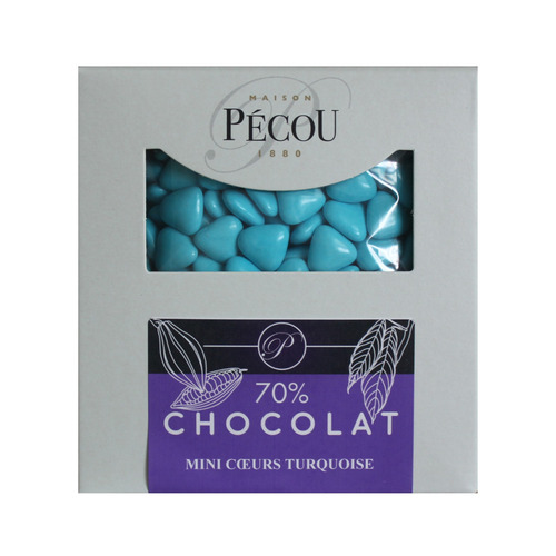 Mini cœurs au chocolat turquoise 1kg Pécou