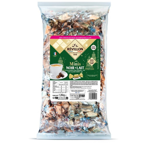 Mini Papillotes Chocolat Lait et Noir 70% – Sac 1.26kg – Révillon Chocolatier
