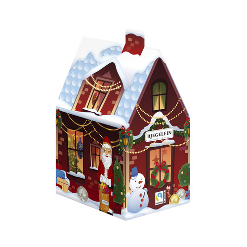 Chalet de Noël garni chocolat alu lait 174gr Riegelein