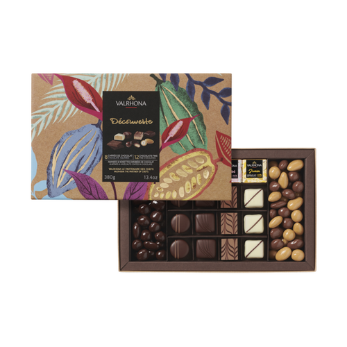 Coffret Découverte assortiment Valrhona 380g amandes noisettes chocolat noir