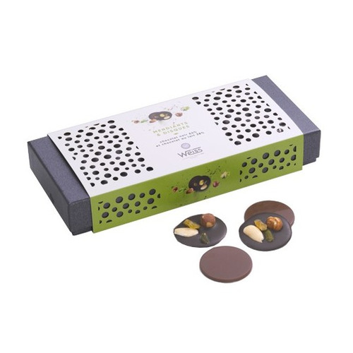 Coffret assortiment de Mendiants et Disques chocolat noir et lait 220g Weiss